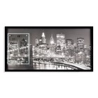 Часы-картина настенные, серия: Город, "Ночной Нью-Йорк", 50 х 100 см - фото 5882128