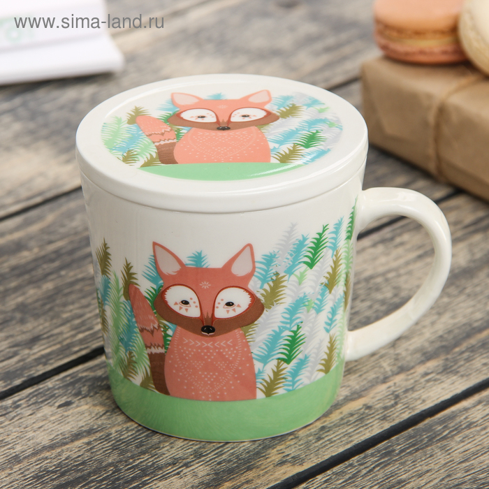 Кружка 270 мл «Звери», с крышкой, цвета МИКС - Фото 1