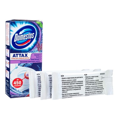 Стикер для очищения унитаза Domestos "Цветочная свежесть", 3 шт , 10 г