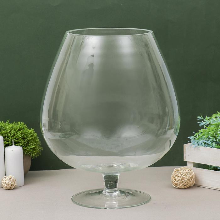 Ваза «Бренди» бокал на ножке, 12 л, 35×29.5 см, d=16.5 см, стекло, прозрачная - Фото 1