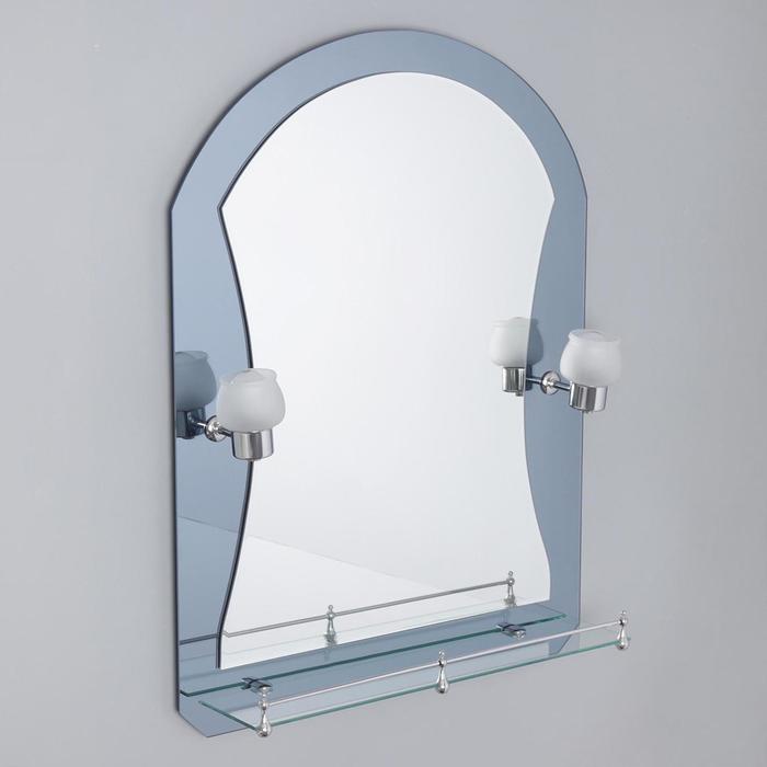 Зеркало в ванную комнату с подсветкой, двухслойное Ассоona, 80 × 60 см, A610, 1 полка