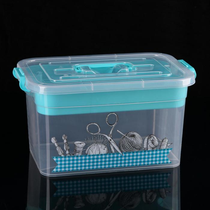 Контейнер для хранения «Рукоделие», 10 л, 35×23×19 см, с крышкой и вкладышем, МИКС - Фото 1