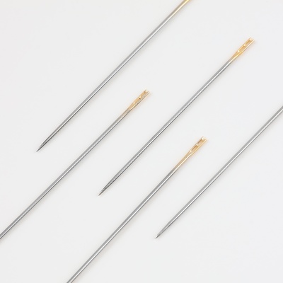 Иглы швейные, d=0.8 мм, с золотым ушком, самовдеваемые, 12 шт.