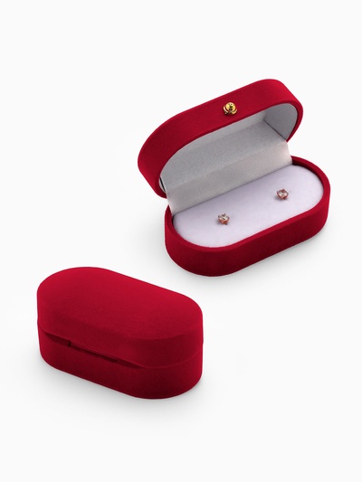 Футляр под серьги, кольца, запонки «Овал вытянутый», бархатный, 7.5×4 см, красный