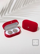 Футляр под серьги, кольца, запонки «Овал вытянутый», бархатный, 7.5×4 см, красный - Фото 6