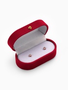Футляр под серьги, кольца, запонки «Овал вытянутый», бархатный, 7.5×4 см, красный - Фото 2
