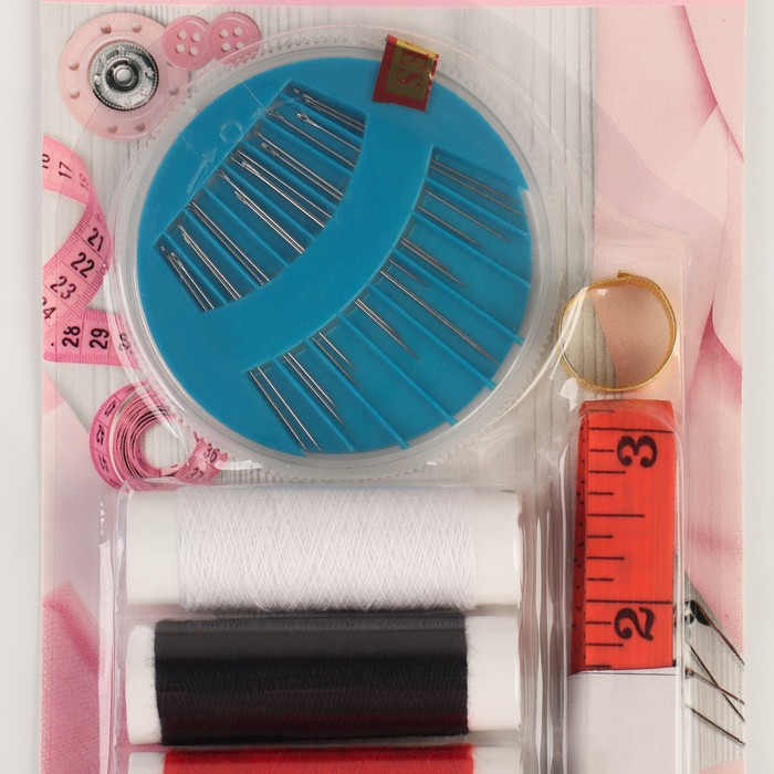Швейный набор, 22 предмета, в блистере, 20 × 10,5 см, цвет МИКС - фото 1893583950