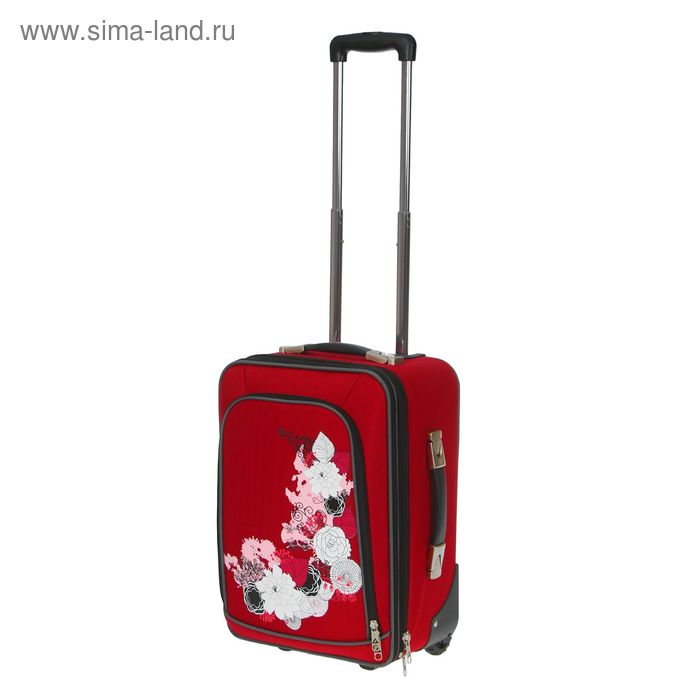 Чемодан с увеличением объёма, малый, 20", 40 л, 2 колеса, кодовый замок, цвет красный - Фото 1