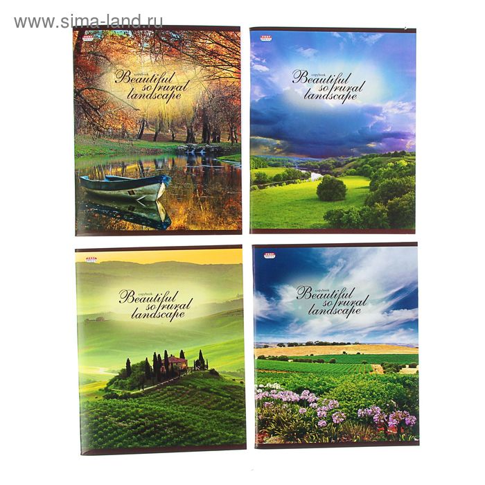 Тетрадь 96 листов линейка "Великолепные ландшафты", картонная обложка, МИКС - Фото 1
