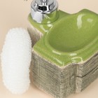 Дозатор для моющего средства с подставкой для губки Доляна «Федора», 345 мл, цвет зелёный - Фото 7