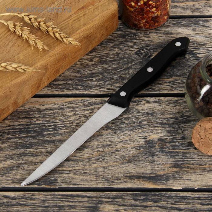 Нож для мяса и стейков Доляна «Универсал», лезвие 12,5 см, цвет чёрный - Фото 1