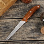 Нож кухонный Доляна «Эко», зубчатое лезвие 12 см, цвет коричневый - Фото 1