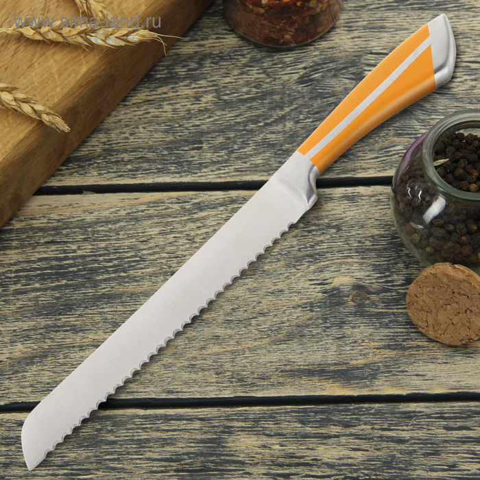Нож с зубчатым лезвием для хлеба Доляна «Горец», 20,5 см, цвет коричневый - Фото 1