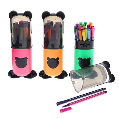 Фломастеры, 24 цвета, в пластиковом тубусе, вентилируемый колпачок, «Панда», МИКС