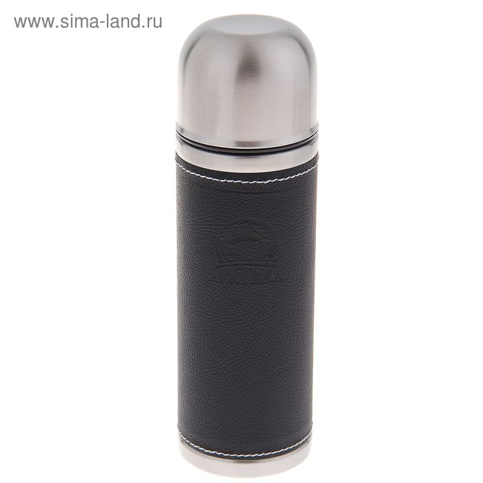 Термос "Арктика", 500 мл, вакуумный, в кожаной оплетке, чёрный - Фото 1