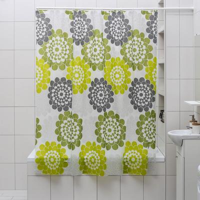 Штора для ванны Доляна «Зелёные цветы», 180×180 см, EVA