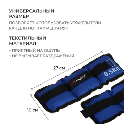Утяжелители ONLYTOP, 2 шт.×0.5 кг, синие