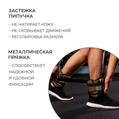 Утяжелители ONLYTOP, 2 шт.×2 кг, хаки