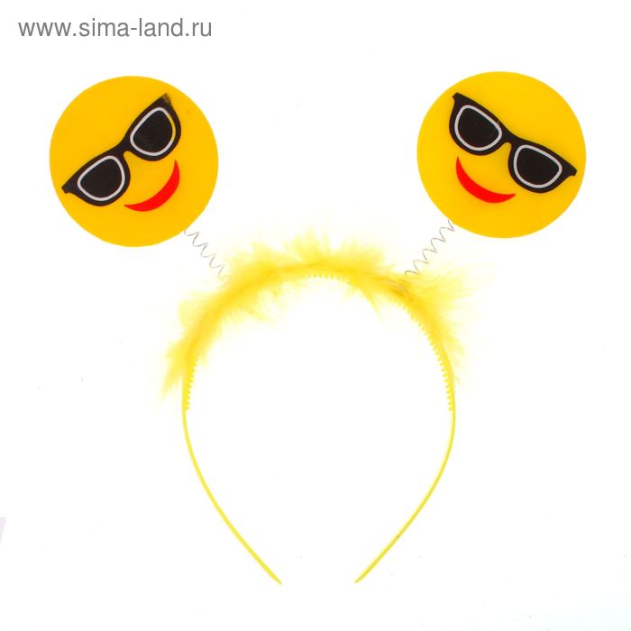 Карнавальный ободок "Смайлик" в очках - Фото 1