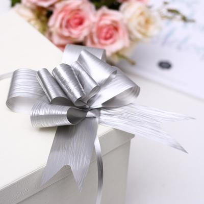 Подарочный Бант - бабочка №5 «Линии», серебристый, для упаковки подарков