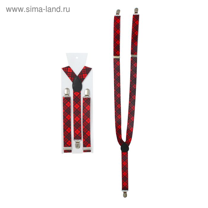 Подтяжки взрослые "Ромбы", ширина 2,5см, цвет красно-чёрный - Фото 1