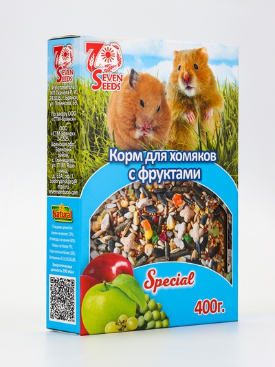 Корм SEVEN SEEDS SPECIAL для хомяков, с фруктами, 400 г