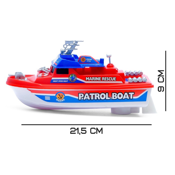 Катер «Патрульная лодка», работает от батареек, цвета МИКС. - фото 1902420761