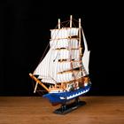 Корабль сувенирный средний «Испаньола», борта бело-синие, паруса белые, 43х39 х 9 см - Фото 3