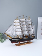 Сувенирная модель корабля «Трёхмачтовый», борта светлое дерево, паруса белые, 59×10×49 см - Фото 16