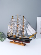 Сувенирная модель корабля «Трёхмачтовый», борта светлое дерево, паруса белые, 59×10×49 см - Фото 18