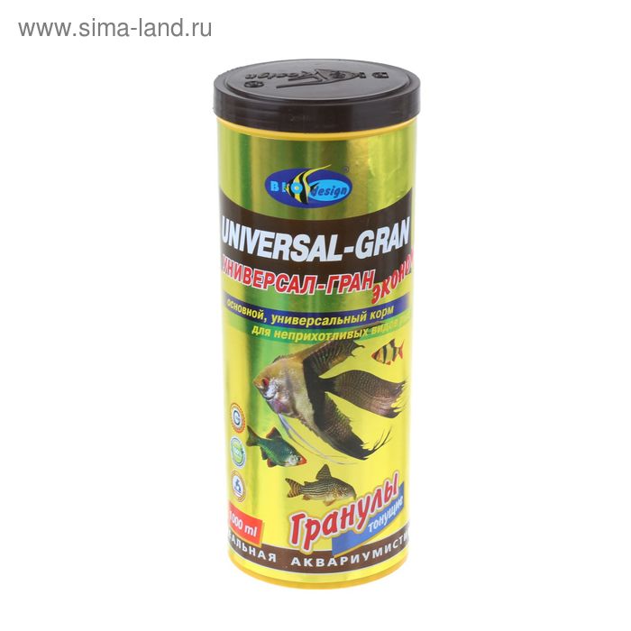 УНИВЕРСАЛ-ГРАН ЭКОНОМ 1000мл/550г -  тонущие гранулы, корм для неприхотливых видов рыб (шт.)   12008 - Фото 1