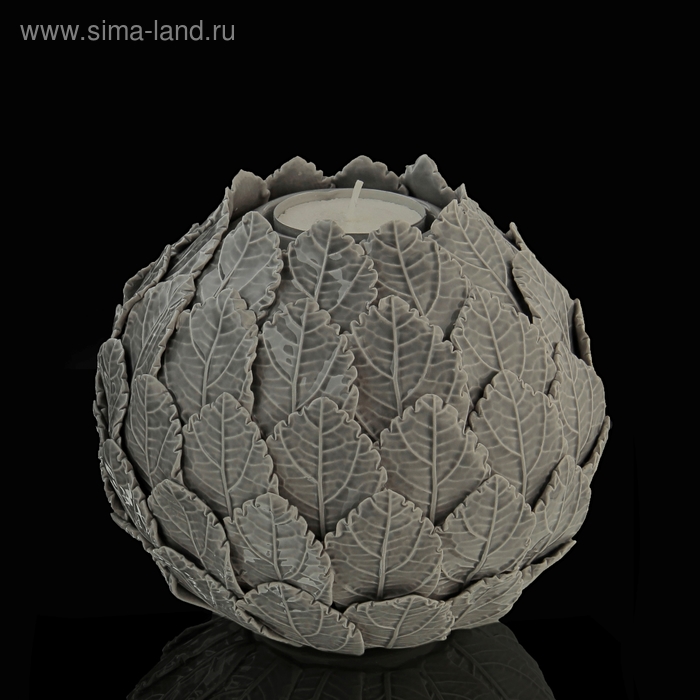 Подсвечник "Артишок" серый глянцевый, 12 × 12 × 12 см - Фото 1