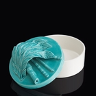 Шкатулка «Перо», 18×18×13 см, керамика, бело-бирюзовая - Фото 2