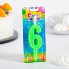 Свеча для торта цифра "Классика", 9,7 см, цифра "6" зелёная - Фото 2
