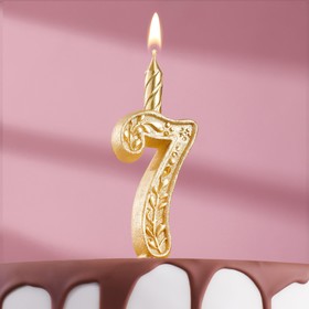 Свеча для торта цифра "Золотой узор", 10,2 см, цифра "7"