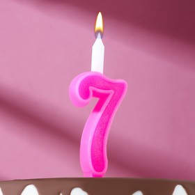 Свеча для торта цифра "Классика", 9,7 см, цифра "7" розовая