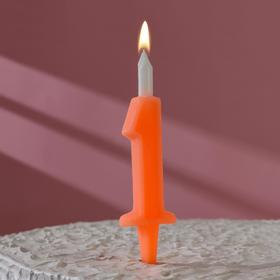 Свеча для торта цифра "Классика", 9,7 см, цифра "1" оранжевая