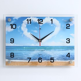 Часы-картина настенные, серия: Море, "Сердце из облаков", плавный ход, 25 х 35 см