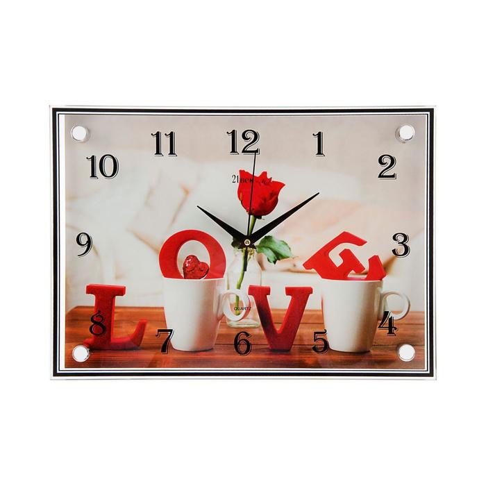 Часы настенные: Цветы, "Любовь", бесшумные, 25 х 35 см - фото 1905350459