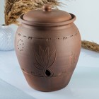 Банка для хранения чеснока Кунгурская керамика «С прорезью», 5 л, с отверстиями для вентиляции, молочение, коричневая - Фото 1