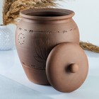 Банка для хранения чеснока Кунгурская керамика «С прорезью», 5 л, с отверстиями для вентиляции, молочение, коричневая - Фото 2