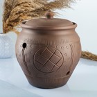 Банка для хранения Кунгурская керамика «Орнамент», 4 л, с отверстиями для вентиляции, молочение, коричневая - Фото 1