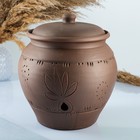 Банка для хранения чеснока Кунгурская керамика «С прорезью», 4 л, с отверстиями для вентиляции, молочение, коричневая - Фото 1