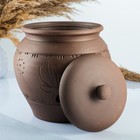 Банка для хранения чеснока Кунгурская керамика «С прорезью», 4 л, с отверстиями для вентиляции, молочение, коричневая - Фото 2