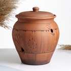 Банка для хранения чеснока Кунгурская керамика «С прорезью», 4 л, с отверстиями для вентиляции, молочение, коричневая - Фото 4