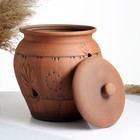 Банка для хранения чеснока Кунгурская керамика «С прорезью», 4 л, с отверстиями для вентиляции, молочение, коричневая - Фото 5