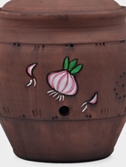 Банка для хранения чеснока Кунгурская керамика «Роспись», 4 л, с отверстиями для вентиляции, молочение, коричневая - Фото 2