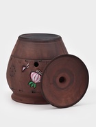 Банка для хранения чеснока Кунгурская керамика «Роспись», 4 л, с отверстиями для вентиляции, молочение, коричневая  (артикул 1220264)  большой выбор товаров оптом и в розницу по низким ценам с доставкой