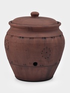 Банка для хранения чеснока Кунгурская керамика «Роспись», 4 л, с отверстиями для вентиляции, молочение, коричневая - Фото 5