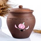 Банка для хранения чеснока Кунгурская керамика «Роспись», 4 л, с отверстиями для вентиляции, молочение, коричневая - Фото 6